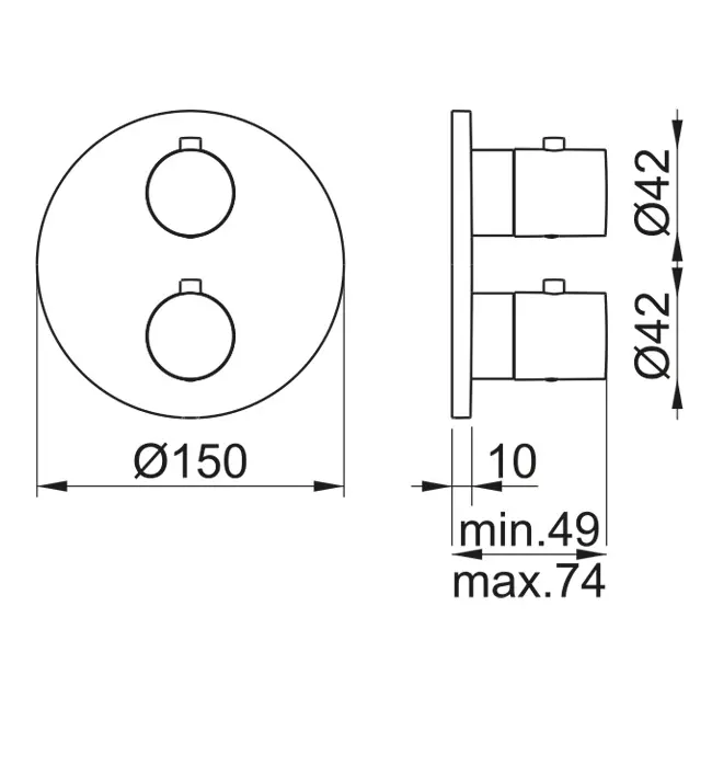 Almar Core Round Термостат для душа, внешняя часть на 2 потребителя, цвет: chrome E176832.CR