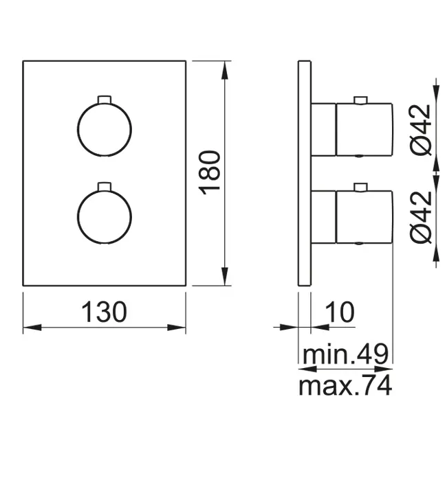 Almar Core Square Термостат для душа, внешняя часть на 3 потребителя, цвет: chrome E176883.CR