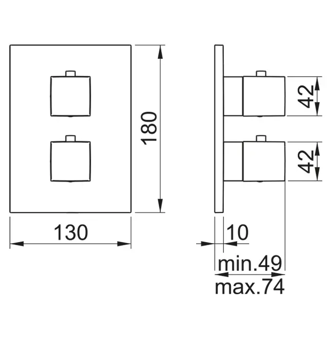 Almar Core Square Термостат для душа, внешняя часть на 2 потребителя, цвет: chrome E176822.CR