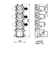 Almar High Flow Термостат для душа, внутренняя часть на 3 потребителя E176003