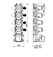 Almar High Flow Термостат для душа, внутренняя часть на 4 потребителя E176004