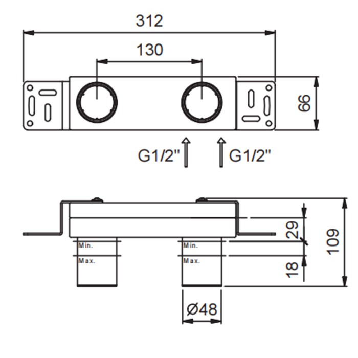 Fantini Внутренняя часть встраиваемого смесителя для раковины 44 00 M011A