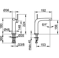 Keuco Edition 400 Смеситель для раковины рычж. высокий, без донного клапана, излив 24,1см, цвет:хром 51502 010102