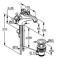 Kludi 112,526 Смеситель для раковины, c д/к, длина излива 12,5 см, цвет: золото 510124520