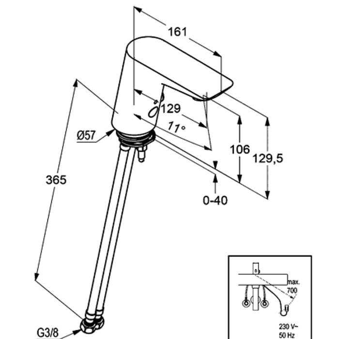 Kludi Balance Смеситель для раковины, сенсор, без д/к, длина излива 12,9 см, цвет: белый/хром 5220091