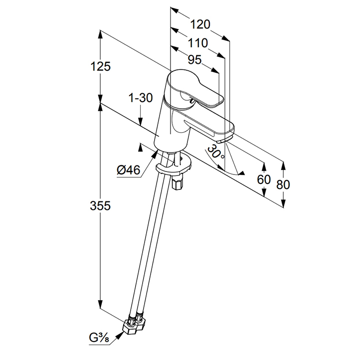 Kludi Pure&Easy Смеситель для раковины, без д/к, длина излива 11 см, цвет: хром 373870565