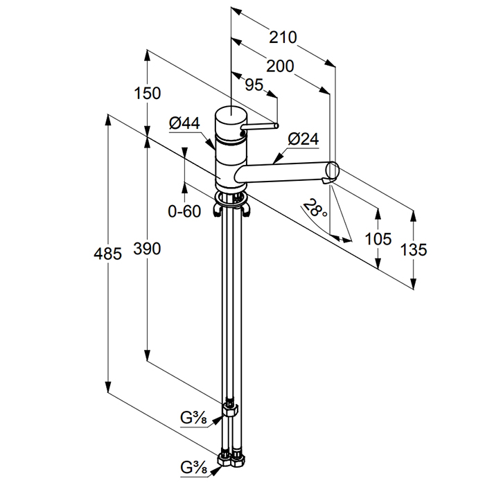 Kludi Scope Смеситель для кухни рычажный, высота излива 10,6 см, цвет: хром 339390575