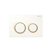 Geberit Omega 20 Кнопка смыва для унитаза, пластик, цвет: белый, ободок позолота 115.085.KK.1