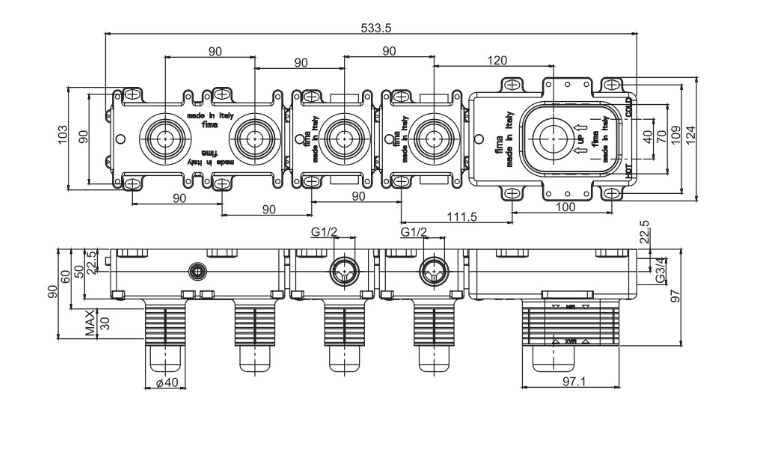 Fima Carlo Frattini Внутренняя чать термостата для душа F2463/1