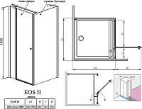 Radaway Eos II Дверь для душевого уголка KDJ 100x195h см L, цвет: хром 3799422-01L