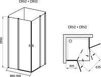 Ravak Chrome  Дверь для душевого уголка CRV2 стекло 90x195h см, цвет: сатин 1QV70U00Z1