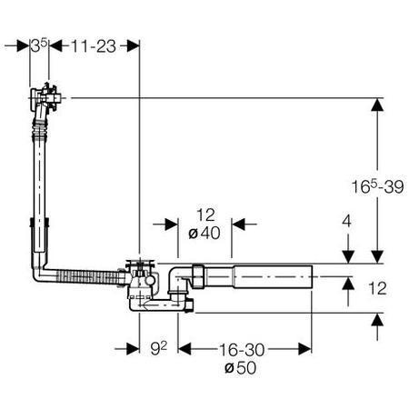 Geberit Слив-перелив для ванны с поворотных механизмом, без накладок 150.501.00.1