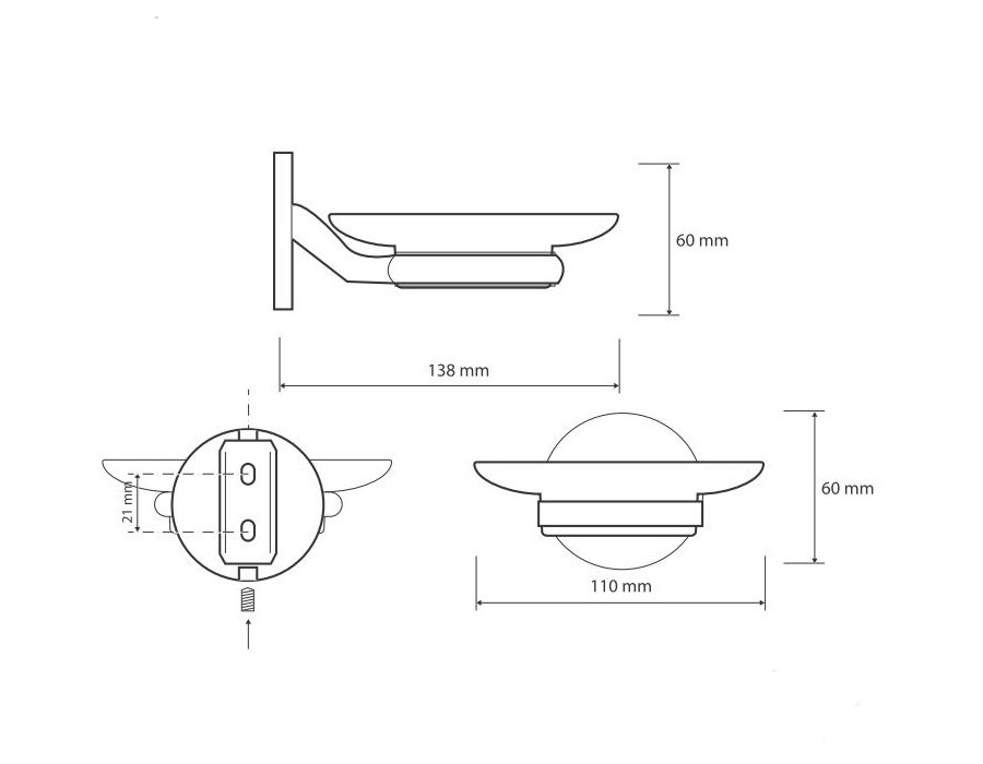 Bemeta Nox Мыльница со стеклянной чашей, подвесная, цвет: черный 102408030