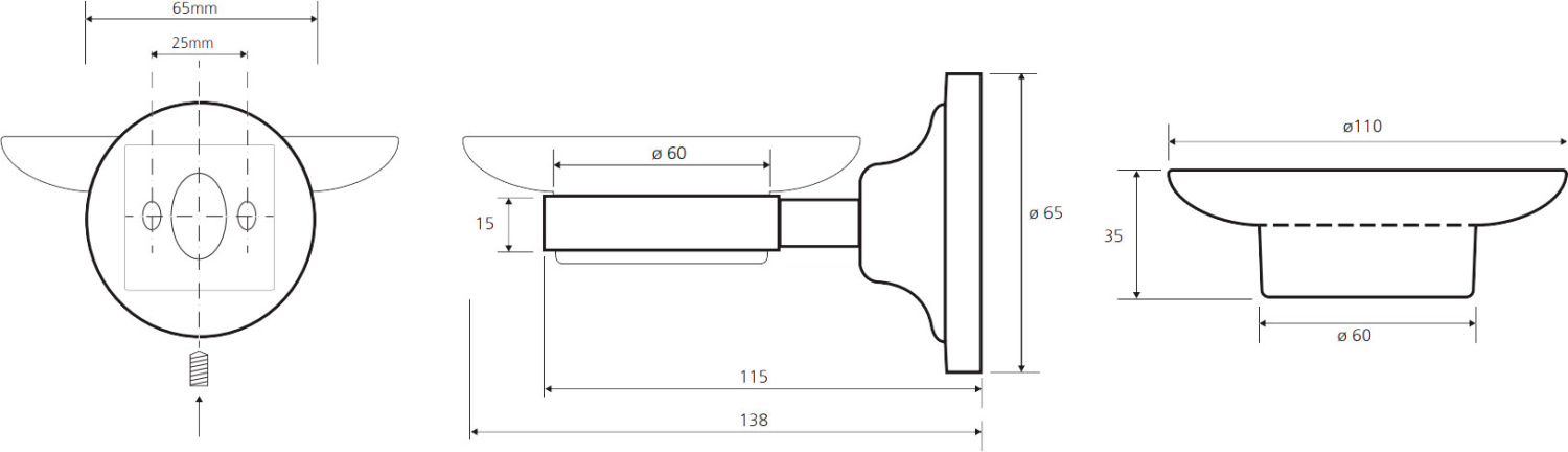 Bemeta Retro Мыльница стеклянная, подвесная, цвет: хром 144308022