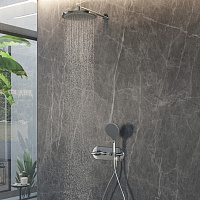 Bossini Apice Верхний душ d28 см, 1 вид струи, кронштейн настенный 33 см, цвет: mat black H70430H.073