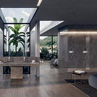 Bossini Apice Верхний душ d28 см, 1 вид струи, кронштейн настенный 33 см, цвет: mat black H70430H.073