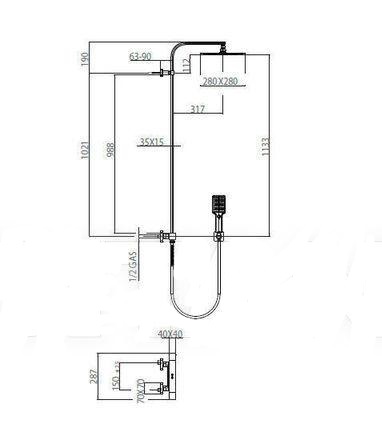 Bossini Cosmo Душевая стойка 30x50x125h см, цвет: хром L40001.030