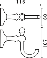 Art&Max Antic Крючок одинарный, цвет: бронза AM-E-2686BQ