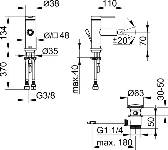 Keuco Ixmo Смеситель для биде рычажный, с донным клапаном, цвет: черный матовый 59509 373000