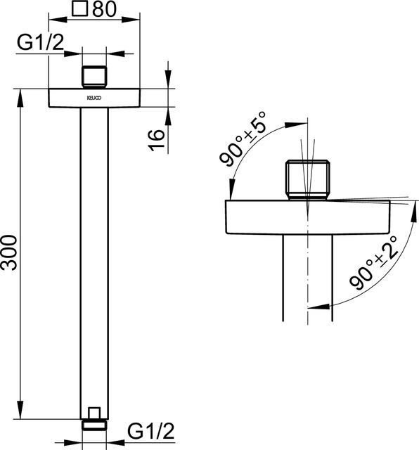 Keuco Universal Настенный душевой кронштейн, цвет: черный матовый 53089 370302