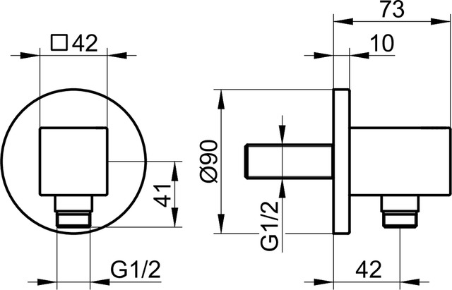 Keuco Edition 90 Шланговое подключение 9x9x7,3h см, цвет: хром 59047 010001