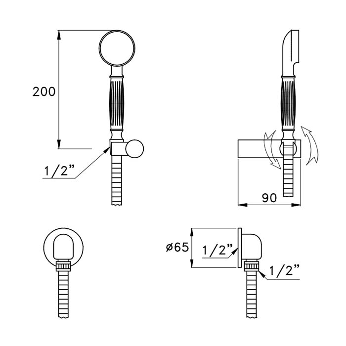 130 - 305A Ручной душ с выпуском и держателем,шлангом. хром Stella CT03115CR00