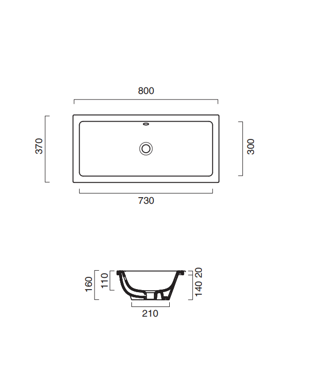 Catalano Zero Раковина встраиваемая снизу 80x37 см, с переливом, покр. Cataglaze, цвет: белый глянц. 0124810001