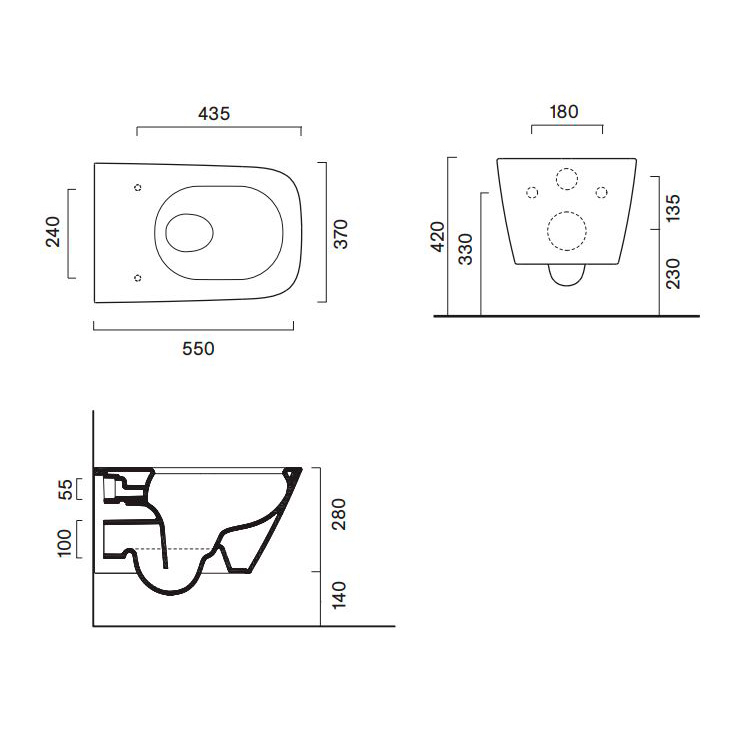 Catalano Green Унитаз подвесной безободковый 37x55 см, смыв торнадо, Cataglaze, цвет: белый глянц. 0411550001
