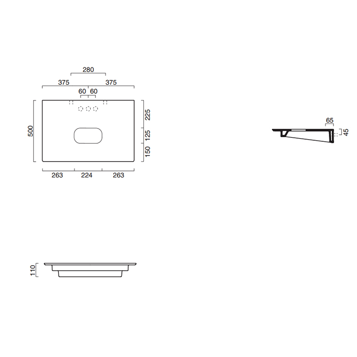Catalano Ceramic Top Столешница керамическая 75x50 см, цвет: белый глянцевый 0830750001