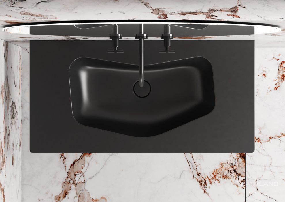 Catalano Comfort Раковина подвесная 100x50x13,5h см, без перелива, покр. Cataglaze цвет: черный мат. 1100EDNS