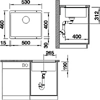 Blanco Subline Кухонная мойка, встр. снизу 53x46x19h, цвет: серый 523439