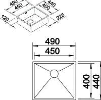Blanco Zerox Кухонная мойка, встр. снизу 49x44x17,5h, цвет: сталь 521587