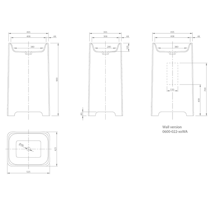 Knief Feel Раковина напольная 53х43х90h см, K-Stone, цвет: белый матовый 0600-022-01 bi matt