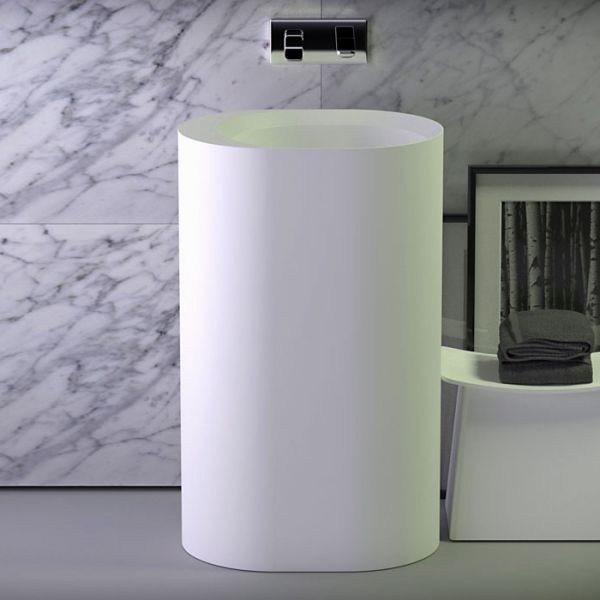 Knief Glow Раковина напольная 55х40х90h см, K-Stone, вывод в стену, цвет: белый матовый 0600-063-01WA