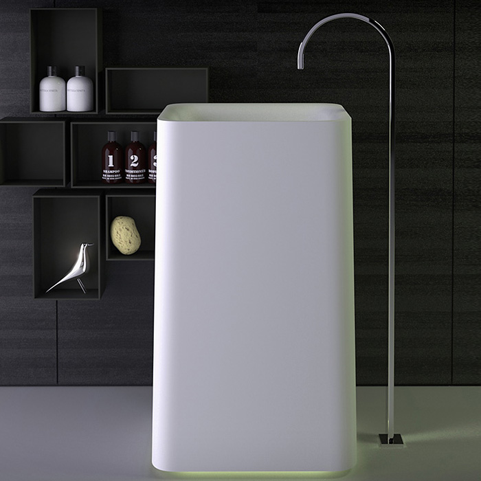 Knief Shine Раковина напольная 53х43х90h см, K-Stone, с выпуском в пол, цвет: белый матовый 0600-042-01 bi matt