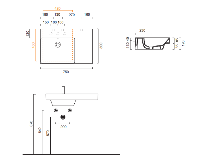 Catalano Comfort Раковина подвесная 75x50x17h см, с переливом, покр. Cataglaze, цвет: белый глянц. 0120790001