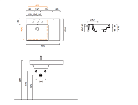 Catalano Comfort Раковина подвесная 75x50x17h см, с переливом, покр. Cataglaze, цвет: белый глянц. 0120790001