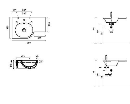 Catalano Comfort Раковина подвесная 75x48x19h см, с переливом, цвет: белый глянцевый 75SC2