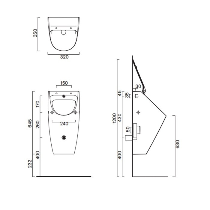 Catalano Comfort Писсуар подвесной со скрытым подводом воды, покрытие Cataglaze, цвет: белый матовый 0932640021