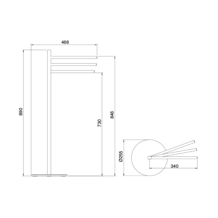 Treemme Tonda Полотенцедержатель 89 см, напольный, цвет: золото IT2Z17DDZZZZ