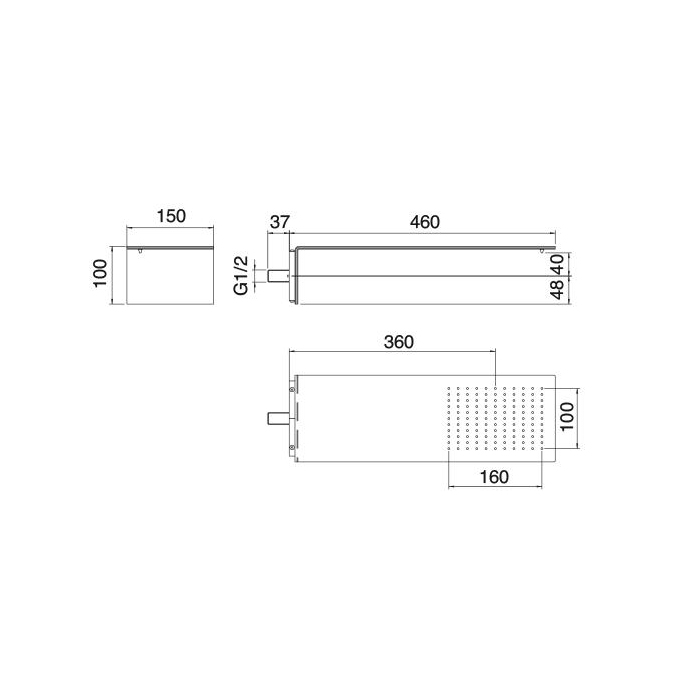 Treemme 3.6MM Верхний душ 16x10 см, цвет: нержавеющая сталь RWIT2847IS01