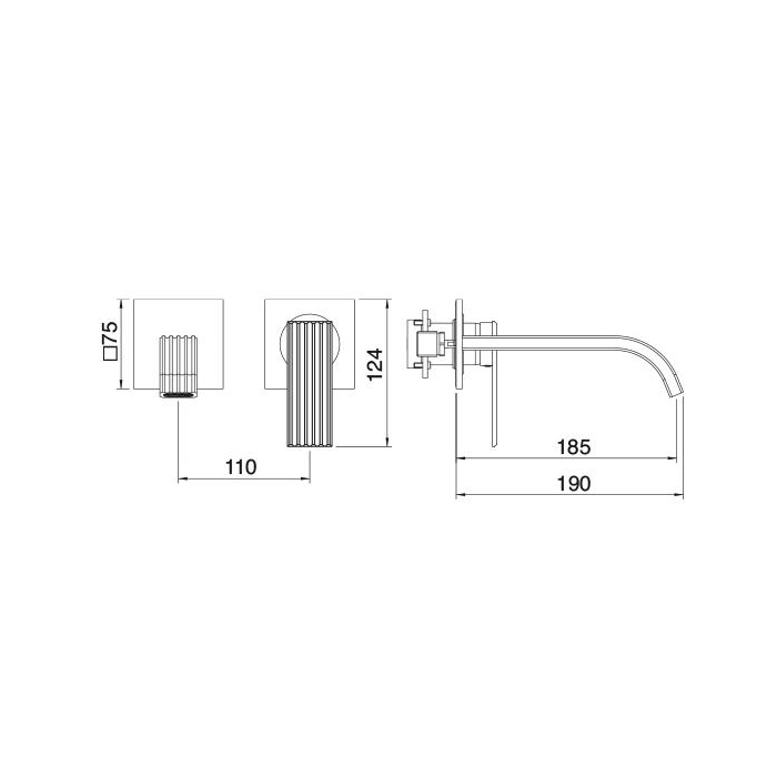 Treemme Ios Смеситель для раковины, встраиваемый, цвет: золото 24k RWIT2AC5DD04