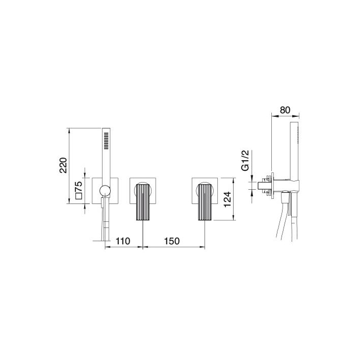 Treemme Ios Смеситель для ванны/душа, встраиваемый, цвет: золото 24k RWIT2AD9DD01