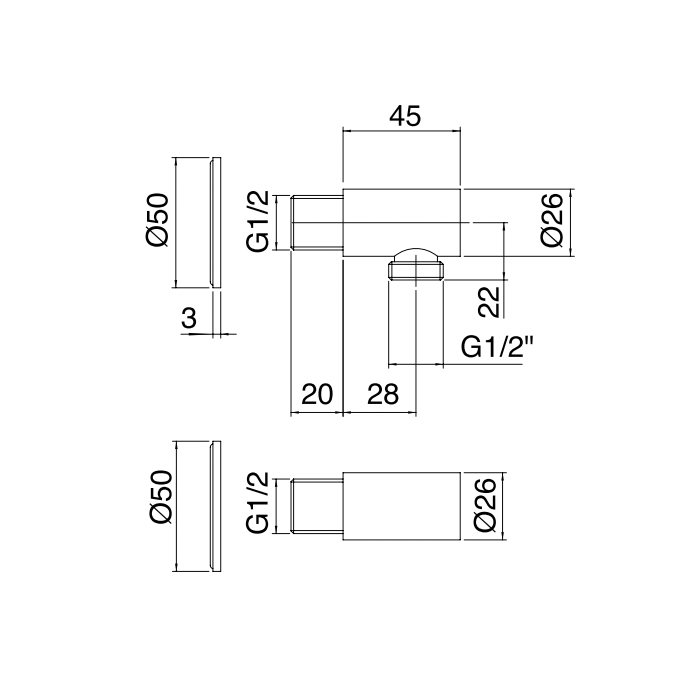 Treemme Ios Шланговое подключение 1/2", цвет: хром ITRTGA123CC