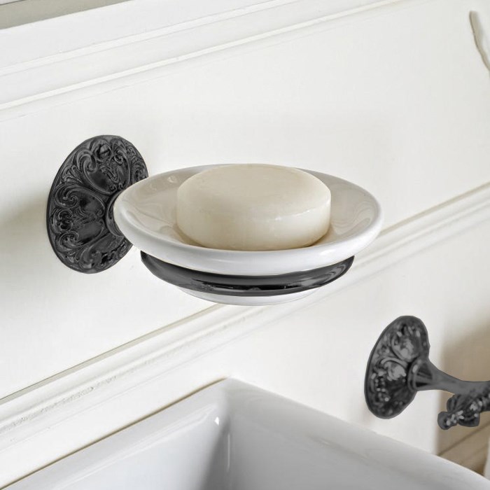 Sbordoni Flora Мыльница с керамической чашей, подвесная, цвет: черный никель FL100NN