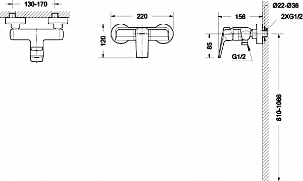 Bravat Real Смеситель для душа, 22х15,6хh12, цвет: хром F9121179CP-01