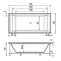 Hafro Era Plus Ванна 190x90 см, без панелей Whirlpool, цвет: белый 2ERA4N3
