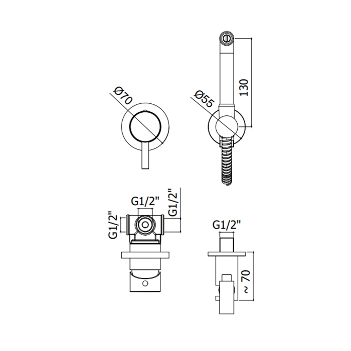 Paffoni Doccia Гигиенический душ со смесителем, цвет: золото медовое KITDUP110HG