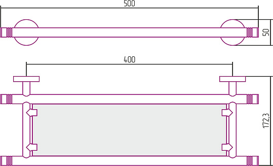 Сунержа Каньон Полка стеклянная 50x17,23x5h см, цвет: без покрытия 00-3003-0500