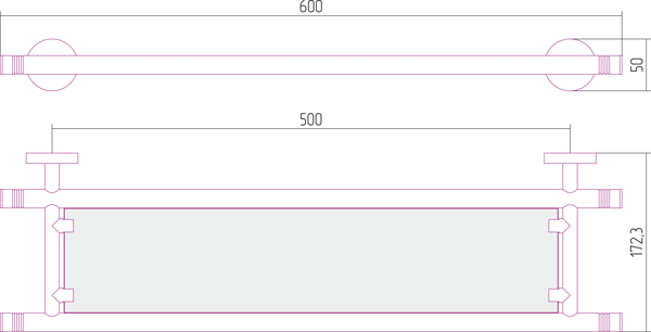 Сунержа Каньон Полка стеклянная 60x5x17,5h см, цвет: черный хром 01-3003-0600